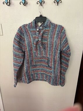 El Paso Colorful Striped Baja Hoodie  M - Multicolor Knit